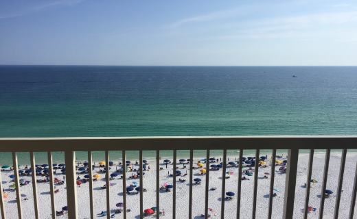 Balcony overlooking a beach