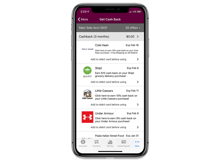 Mobile banking app on iphone