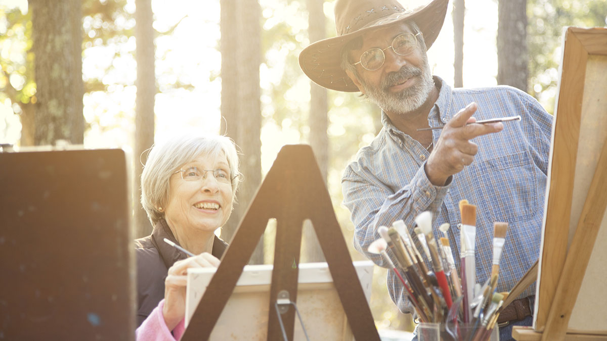 Man and woman in the wood painting