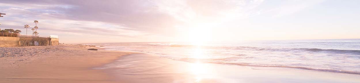 Beach scene at sunset