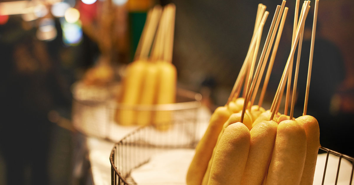 Shot of corndogs