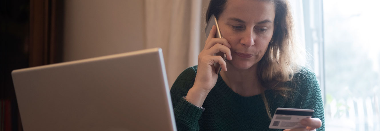 The woman who thinks she has been scammed while shopping online.