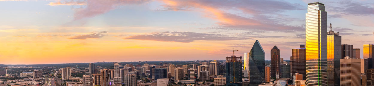 arial shot of dallas downtown