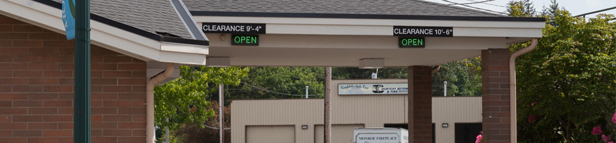 Still shot of a bank drive thru