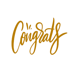 Congrats spelled out in gold letters