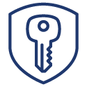Key in a secure shield icon