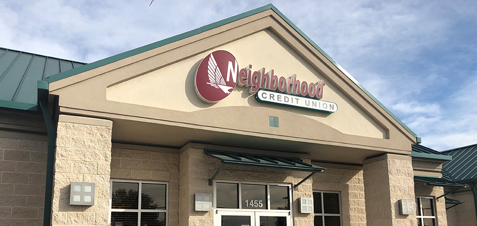 Outside of building with logo sign