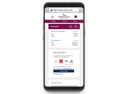 Mobile banking app on iphone