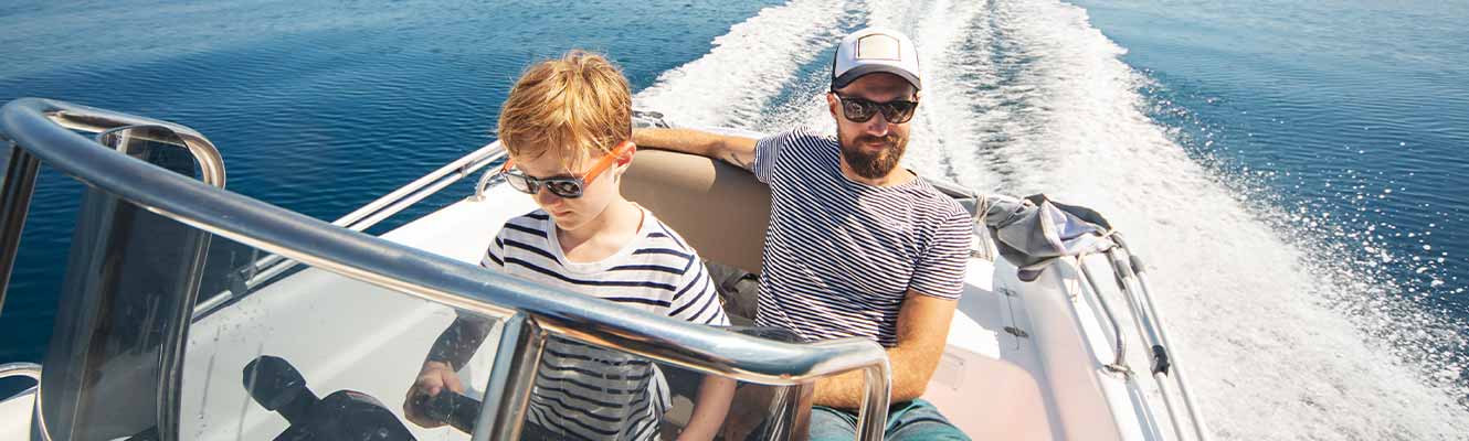 Father and son yachting