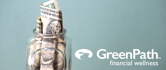 Still image of a money jar with the GreenPath logo