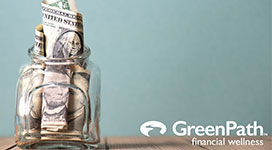 Still image of a money jar with the GreenPath logo
